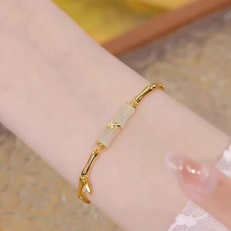 

Браслет из бамбука из золота 18 карат в китайском стиле, женский браслет, дизайн ниши, легкая роскошь, белый, изысканный, маленькое ювелирное украшение, браслет, подарок 18K gold bamboo bracelet