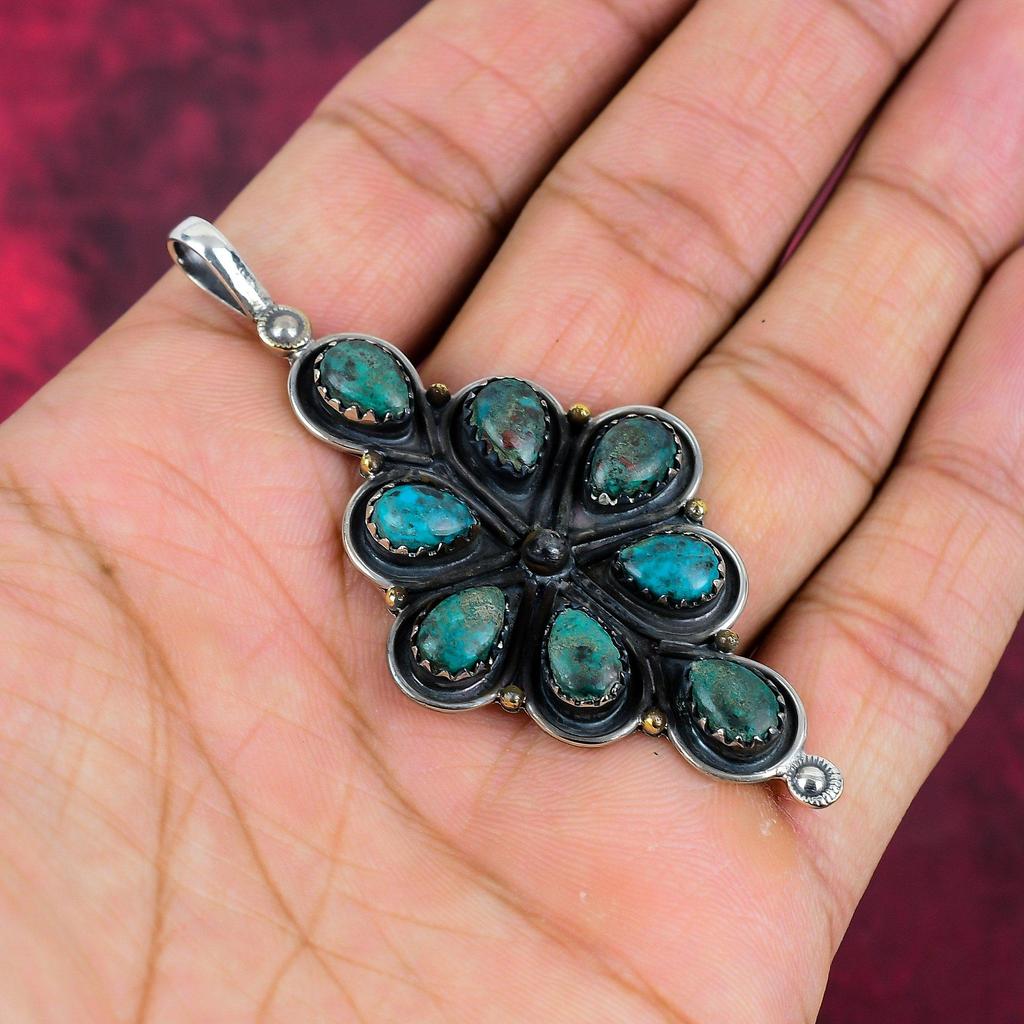 Chrysocolla Pendant, 925 Solid Sterling Silver Pendant Handmade Gemstone Jewelry, Gifts For Wife Brand New Pendant