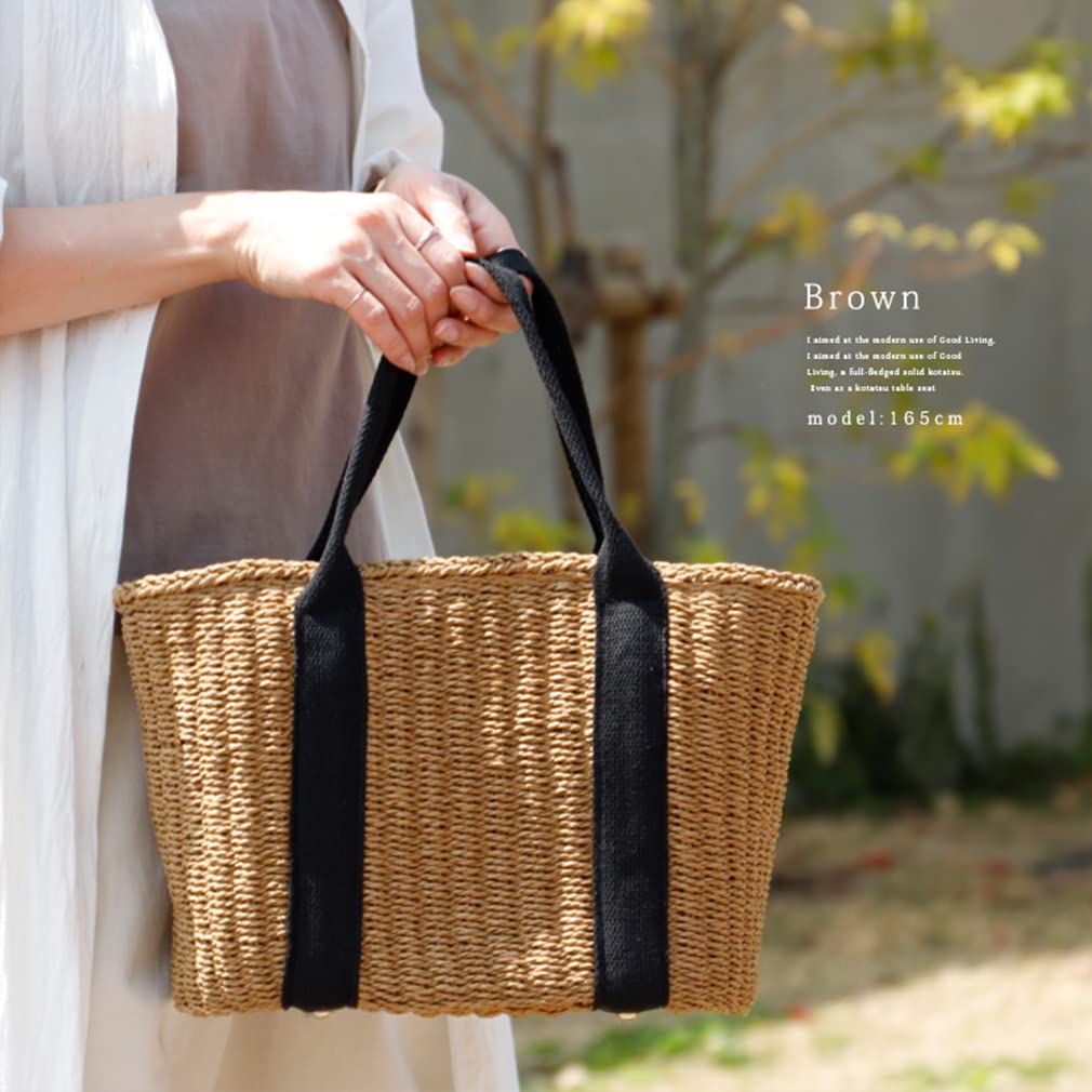 VITAFELICE Damen-Korb-Tote-Bag mit Bandgriff (vns3b-bz284) (Braun)