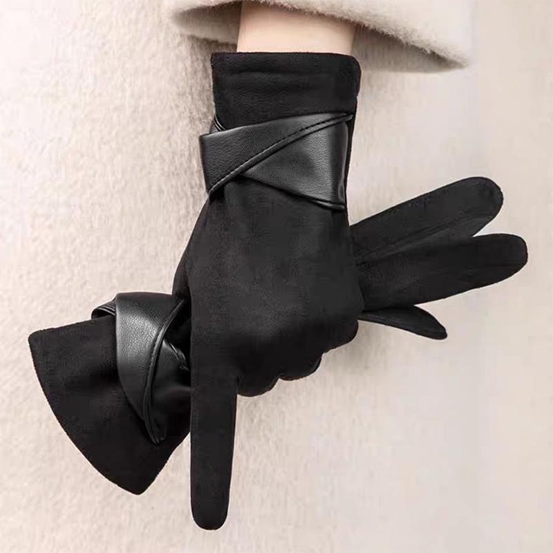Women's Gloves Suede Winter Warm Velvet Touchscreen Gloves Elegant Touch Screen Gloves For Riding Driving Keep Warm Outdoor