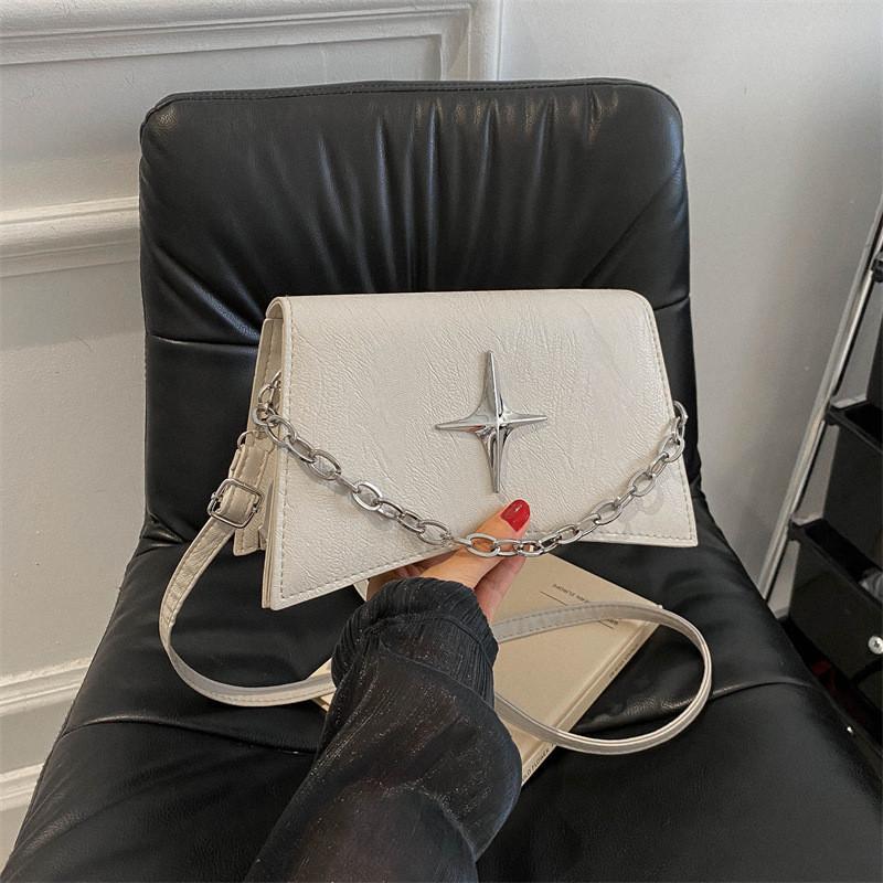 Stylish Korean Style 2024 Winter Casual Pu Handbag Chain Shoulder Bag белый