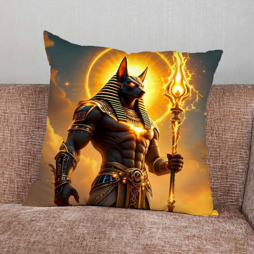 Ancient Egyptian God Anubis Pillow Case For Home Bedroom Car Office Decoration Living Room Sofa Cushion Cover Suitable