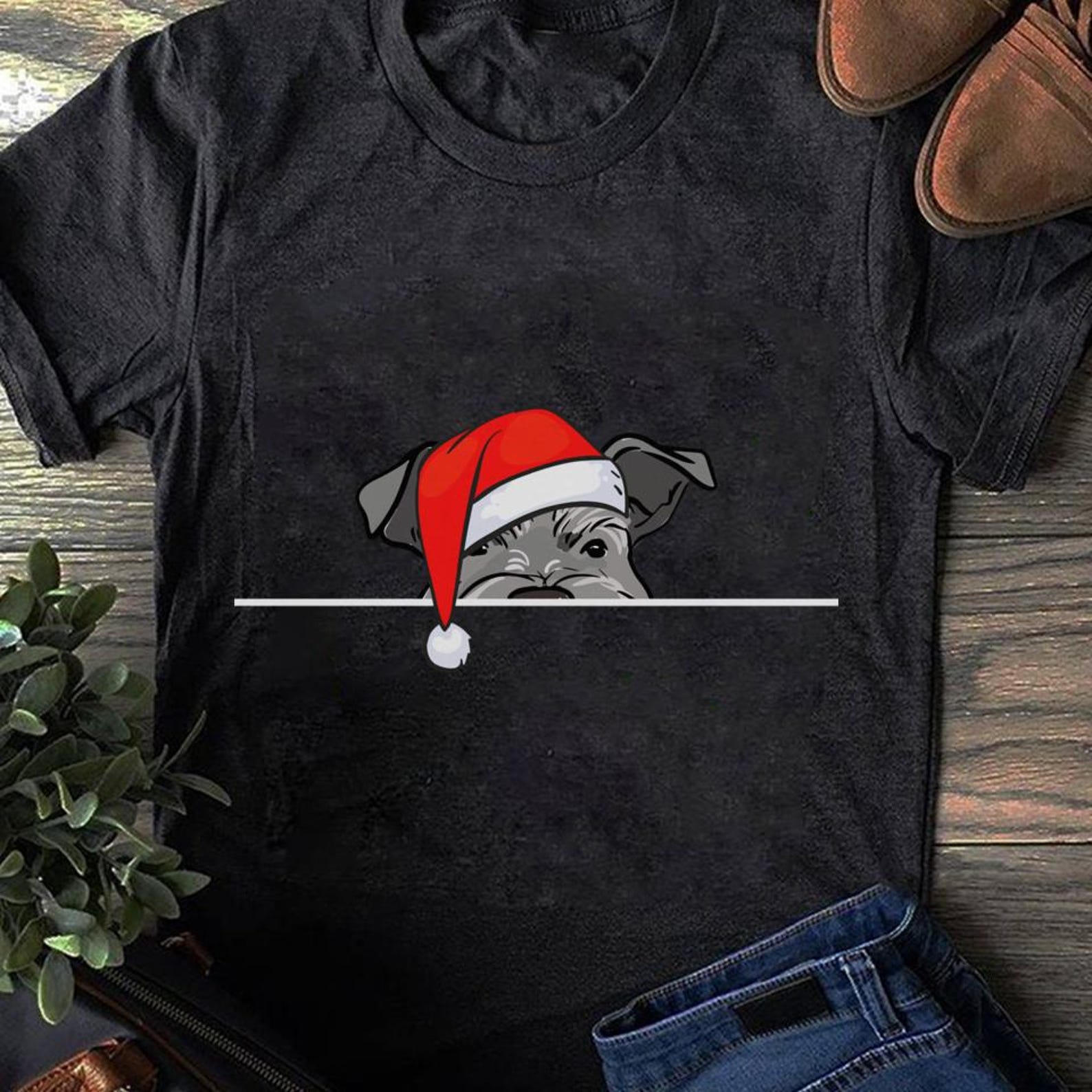 Miniature Schnauzer Christmas T-Shirt: Funny Dog Lover Gift S