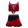 Kinder Mädchen Farbblock Latin Dance Crop Top Breite Schulterträger Quasten Strasssteine mit elastischem Bund Rock für Tango Rumba Gesellschaftstanz Performance