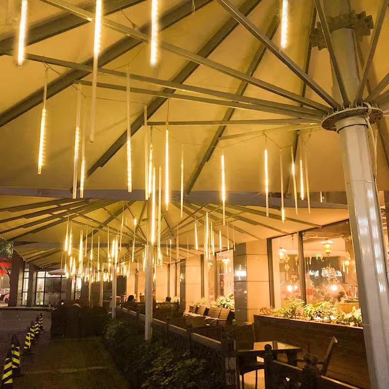 Waterproof Outdoor LED Meteor Shower Tree Lights: Decorative Hanging Lights for Courtyard and Christmas.
