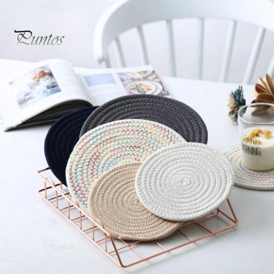 Soft Cotton Woven Coaster Set Heat Insulation Anti-Scald Water-absorbent Noise-reducing Cotton Cup Mat