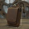 Marsupio da uomo in pelle Crazy Horse retrò - Tasca esterna per telefono cellulare da 6" con gancio