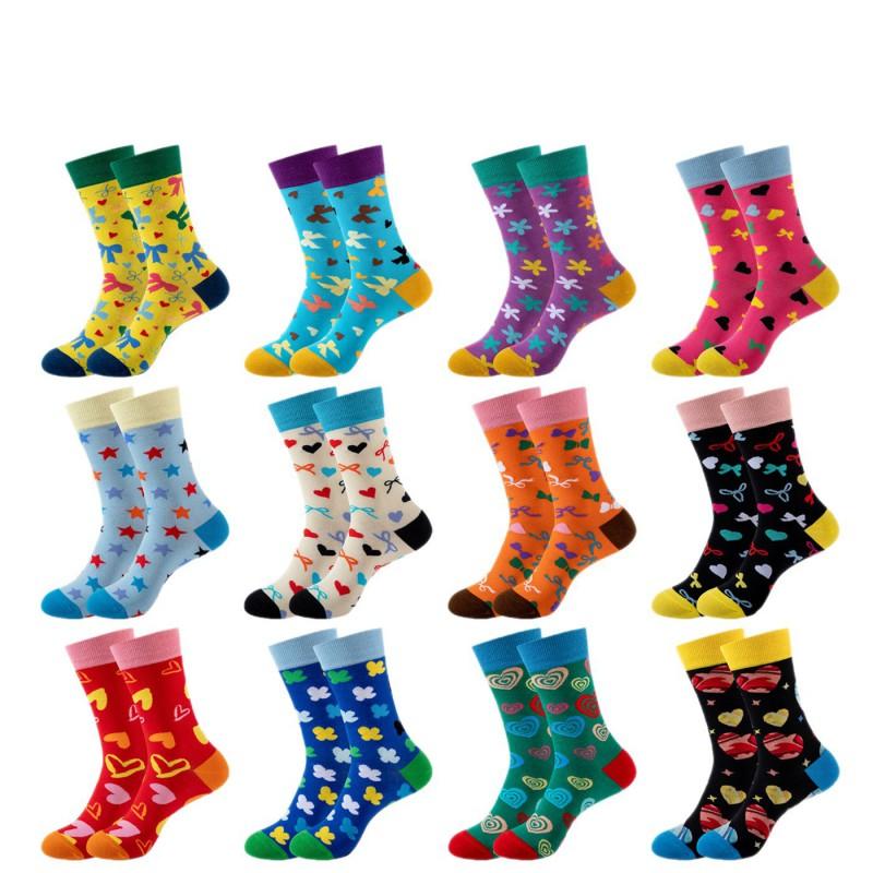Stylish Four-Leaf Clover Socks Women Men Mid-Calf Crew Cotton Blend Trendy Casual Fashion
