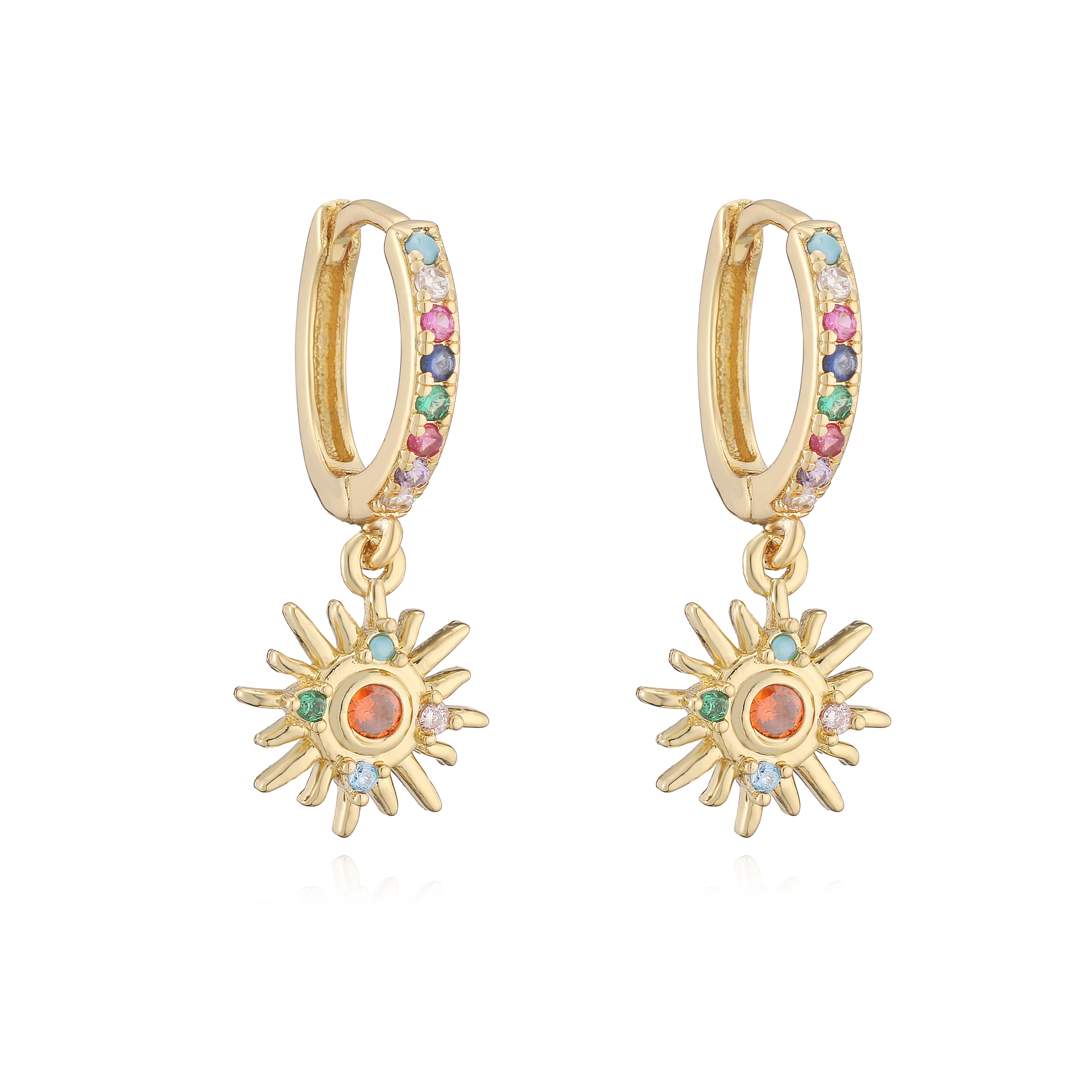 Coconut Tree Blazing Sun Summer Coloured Zircon Jewellery Charming Earrings for Women Jewellery Accessories Natural Style Other