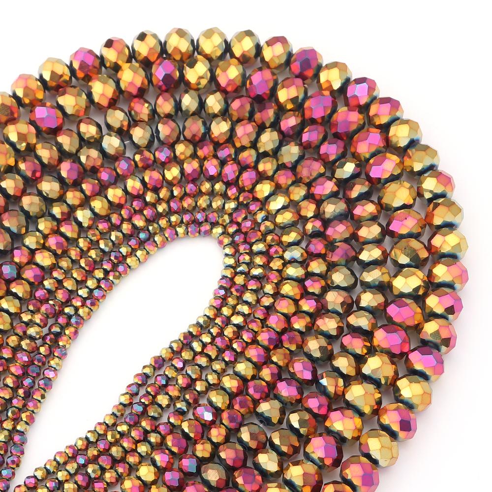 3 4 6 8 10mm Faceted Crystal Beads Red Colorful Glass Loose Spacer Beads For Jewelry Making DIY Bracelet Necklace Accessories