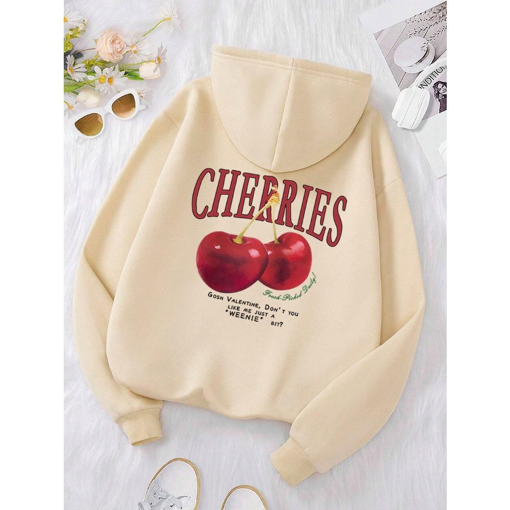 Cherries Printed Funny Print Hoody Men Women Hip Hop Pullover Hoodie Loose Warm Sweatshirt Fashion Clothing