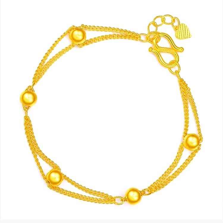 Dubai Jewelry Gold PlatedMatte Round Bead Bracelet Exquisite Craftsmanship Gold Plated Transfer Bead Bracelet Ladies Jewelry