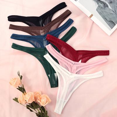 Calcinhas Fio Dental Femininas Lingerie Sexy Fio G Sem Costura Mesh Roupa Íntima Transparente