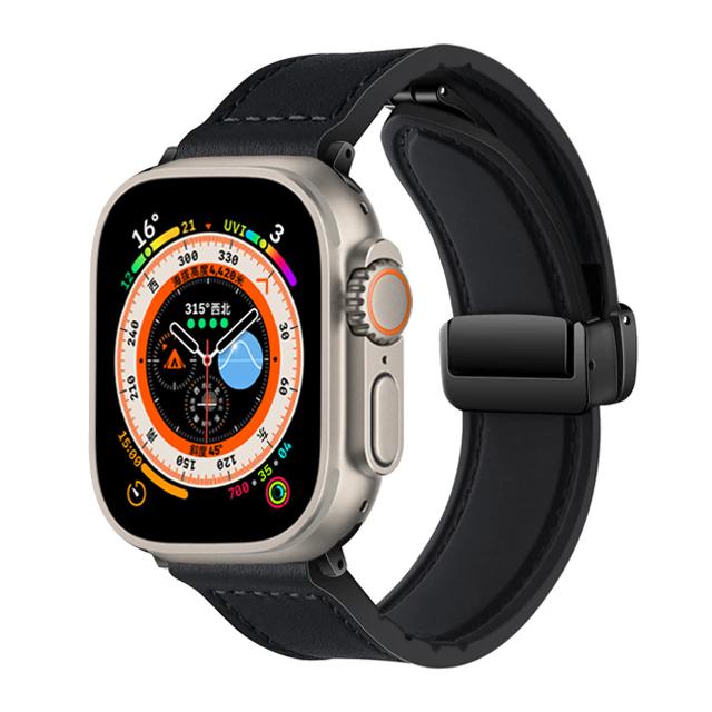 Strap for Apple Watch Band 45mm 44mm 49mm 42mm 40mm 41mm Magnetic Leather Bracelet Correa iWatch Series 9 8 7 6 5 4 3 SE Ultra 2