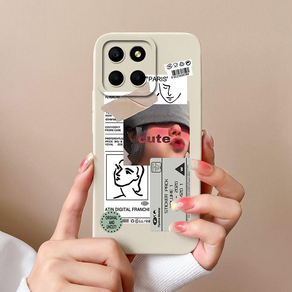 For Huawei Honor X6 X6S X6A Case Cartoon Liquid Silicone Full Coverage Anti Drop Phone Shell For HonorX6 X 6 X6 S A Bumper Funda