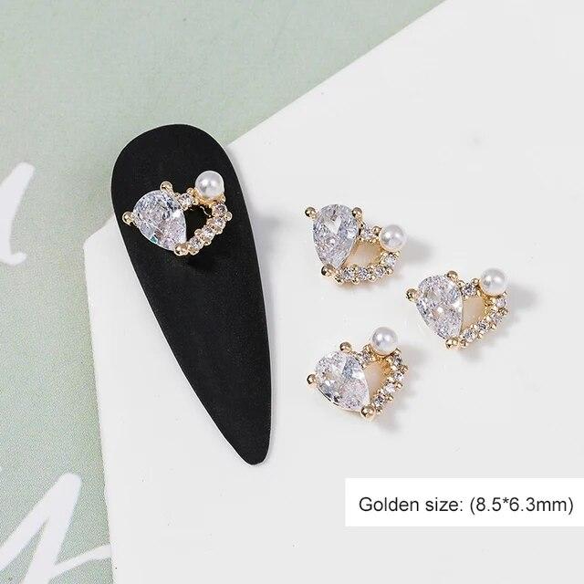 2pieces 3D Metal Zircon Nail Art Jewelry Japanese Nail Decorations Top Quality Zircon Crystal Manicure Zircon Diamond Charms