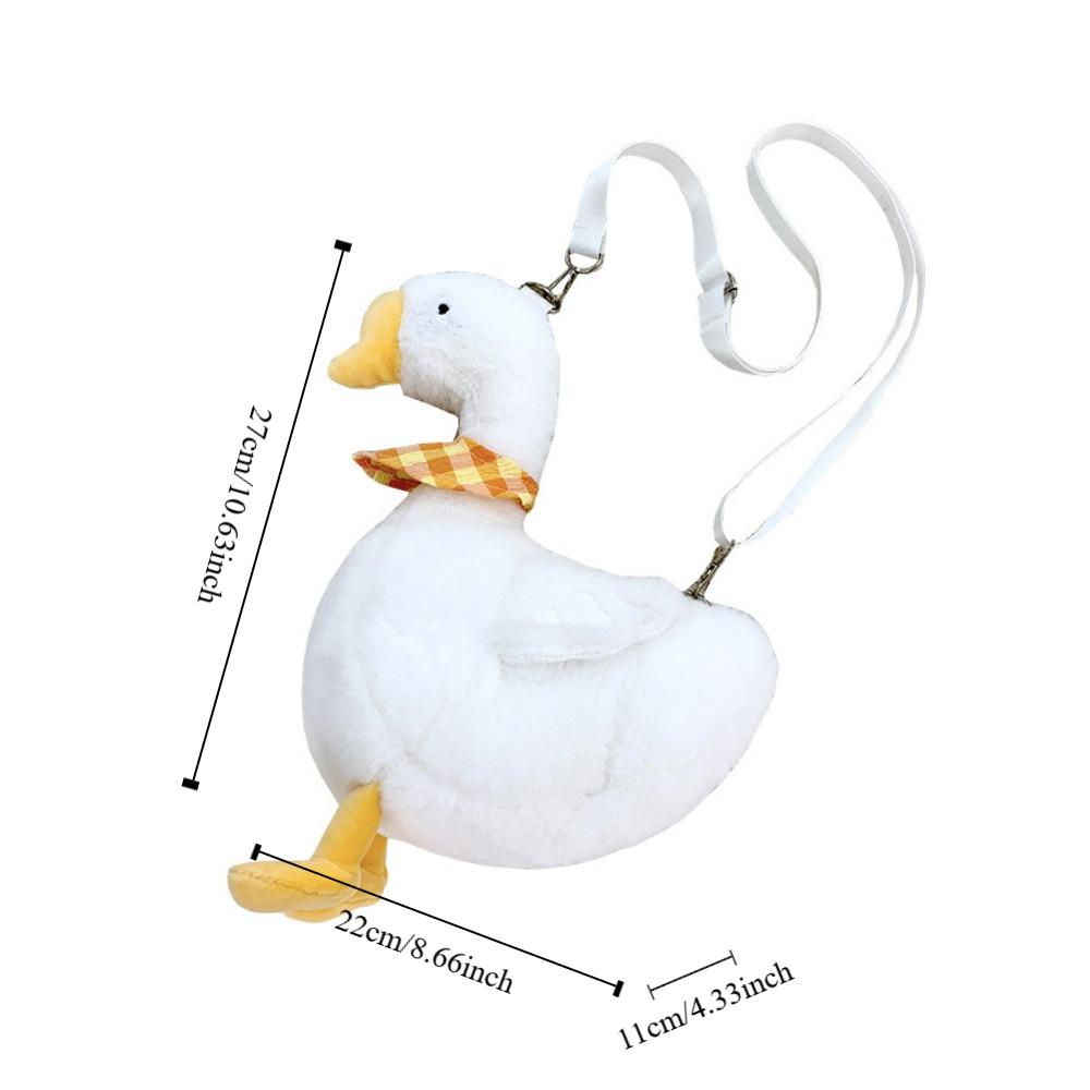 Solid Color Cute Duck Crossbody Bag Zipper Shoulder Bags Casual Big Goose Plush Bag  Streetwear