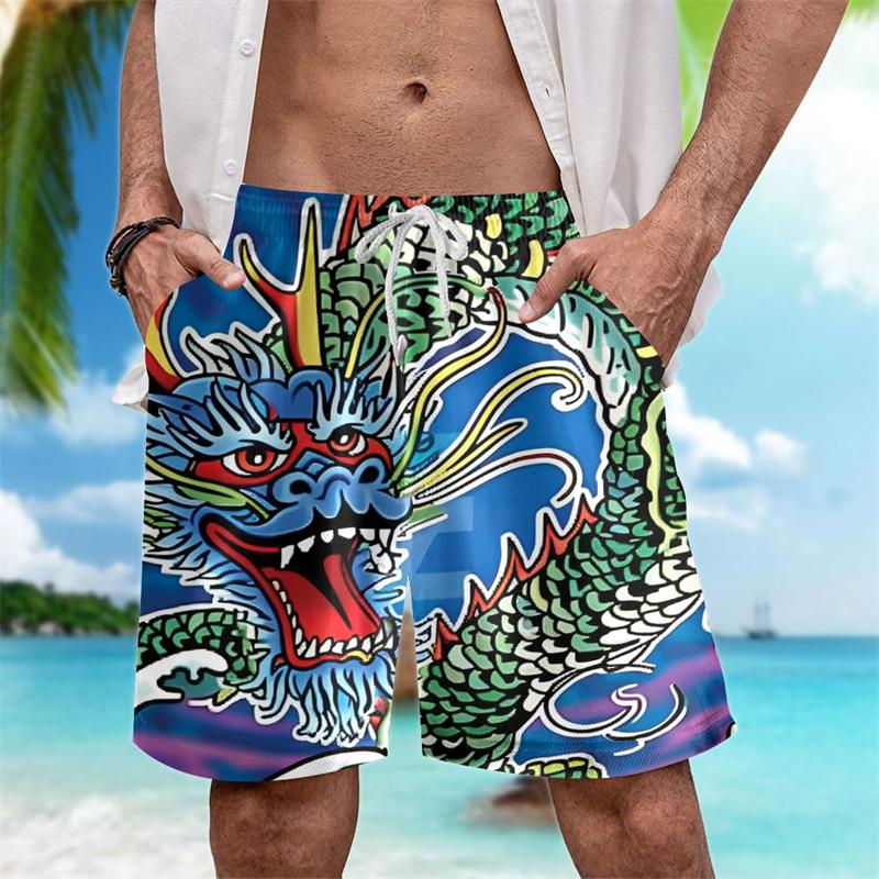 Trend Dragon Graphic Short Pants Fashion Summer Streetwear Mens 3D Printed Beach Shorts Cool Hip Hop Oversized Kids Swim Trunks