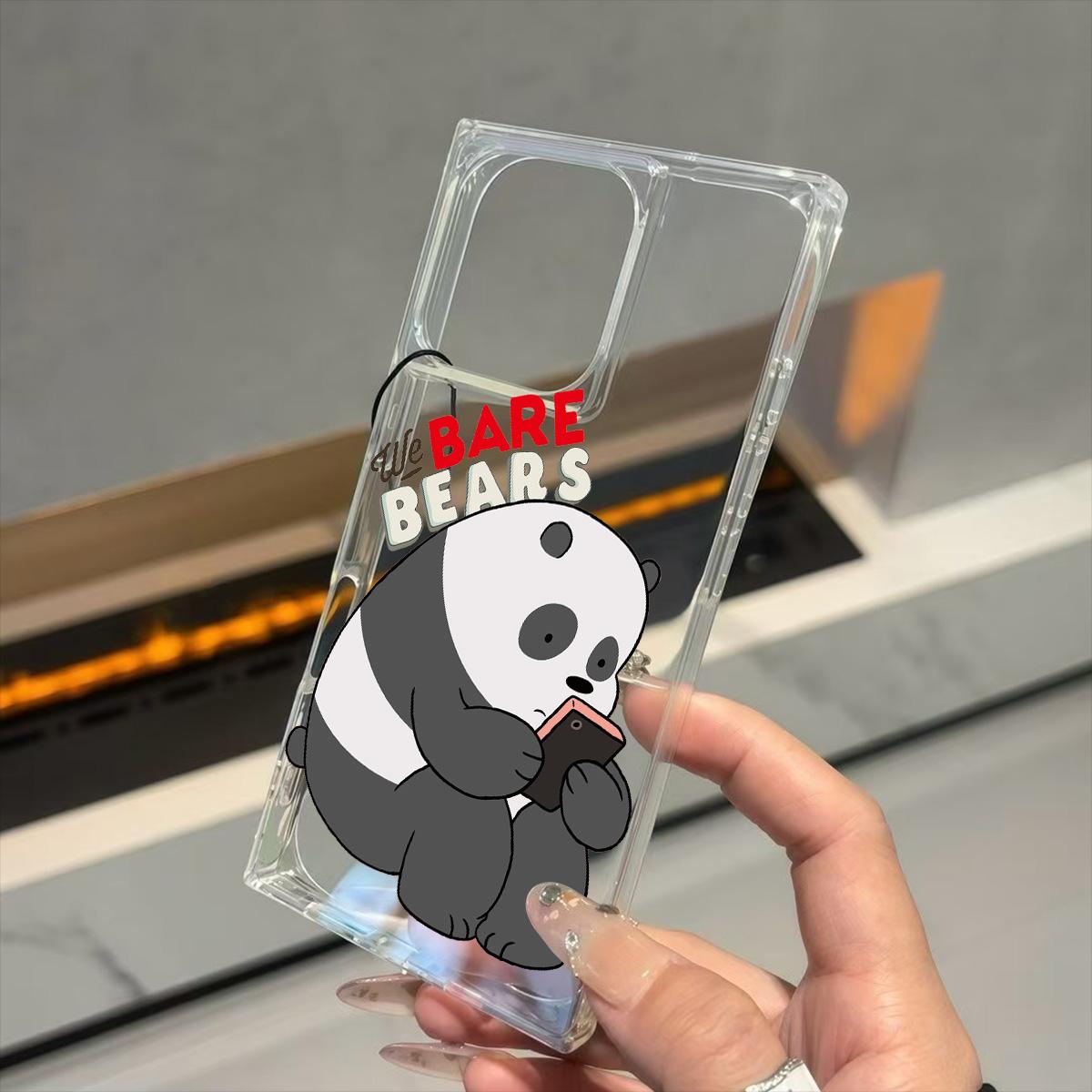 

Прозрачный квадратный чехол-трубка для защиты задней панели для iPhone 12 11 15 Plus 13 14 Pro Max 16 ProMax, защита от окисления, чехол с рисунком маленькой панды iphone 11 ProMax