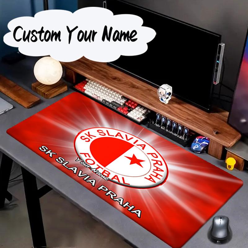 Custom Name Mouse pad Red And White Prague Football Mouse pad, Gaming Mouse Pad, keyboard pad, Desk Decor for computer notebook Fan Birthday Gift