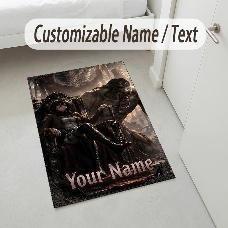 Personalized Crystal Velvet Carpet,Attack On Titan Custom Printed Name, Plush Area Rug For Home Indoor Decor