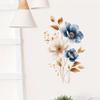 Simulated Blue White Floral Gold Leaves Wall Sticker Self-Adhesive Removable for Bedroom Hallway Elegant Home Decor Art