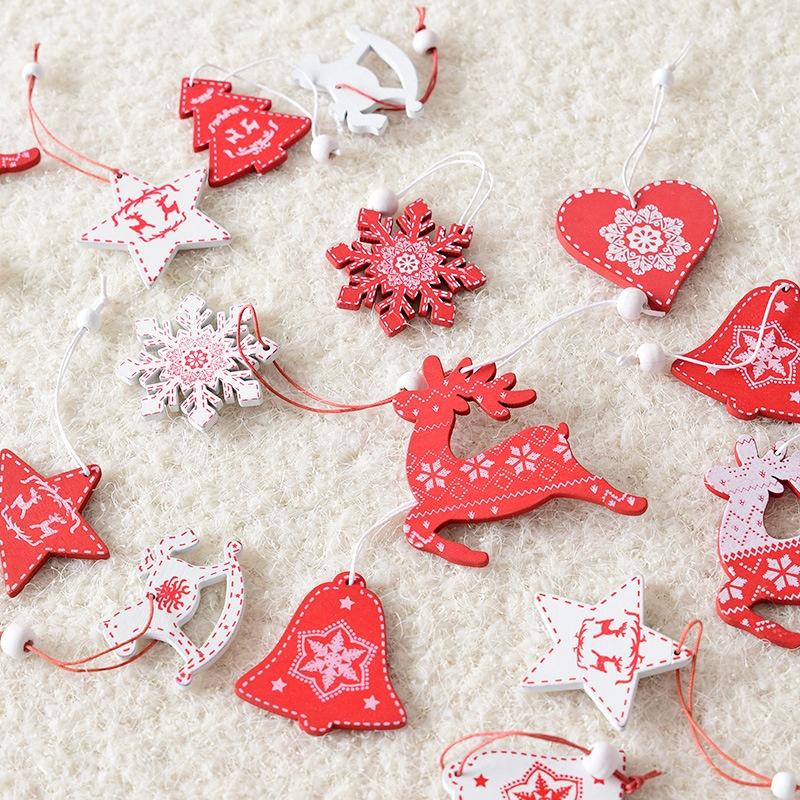 12 BUC/8 BUC Decorațiune Pom de Crăciun Lemn Creativ Globule de Crăciun Ziua de Crăciun Fulg de Nea Fi