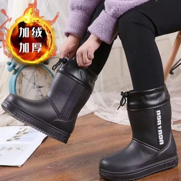 eva snow boots new high-top rain boots rain shoes cotton boots winter velvet thickened warm waterproof and non-slip