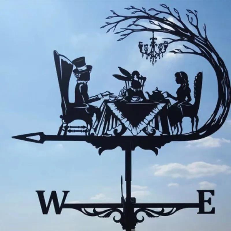 Witch Flying Dragon Iron Weather Vane Decor Outdoors Metal Handicraft Decorations Garden Weathercock Wind Direction Indicator