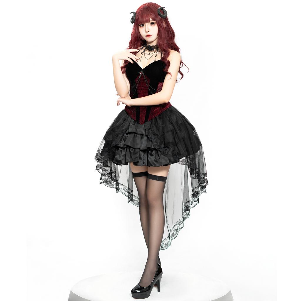 Cosplay Halloween Court Duchess Diablo Goth Cos Cosplay Vampire Demon Witch Lace Dress