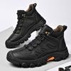 Fashion Genuine Leather Men's Snow Boots Super Warm Plush Outdoor Boots Retro Style Non-slip Hiking Boots Winter Travel Hiking Footwear