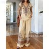 Y116 Summer Loose Top Wide-leg Pants Two-piece Women's Clothing European and American Fashion Suit