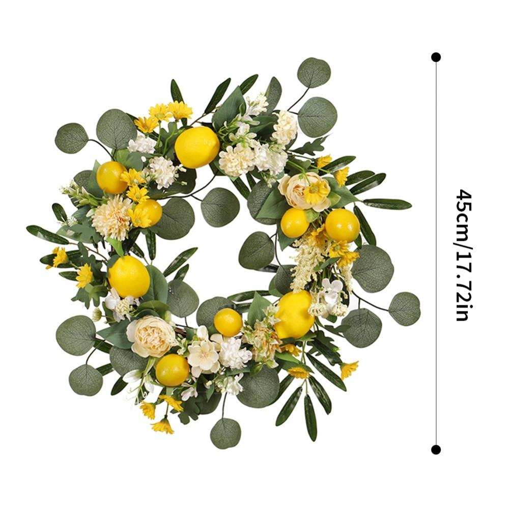 

Искусственный лимонный венок Венок из зеленых листьев Домашний декор Для помещений и улицы Весенний летний венок Для стены окна Декор для вечеринки