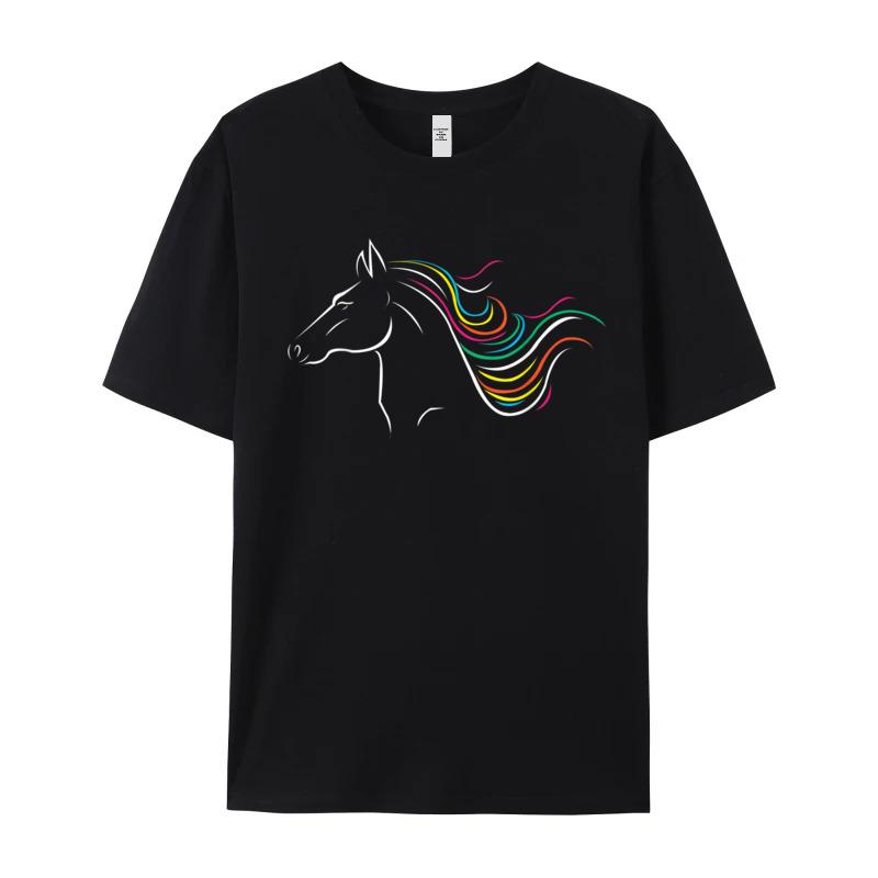 Crazy Short Sleeve Tees Christmas Crew Neck Premium Cotton Unisex T Shirts Horse Art T Shirt Equestrian Crazy Tshirts Classic