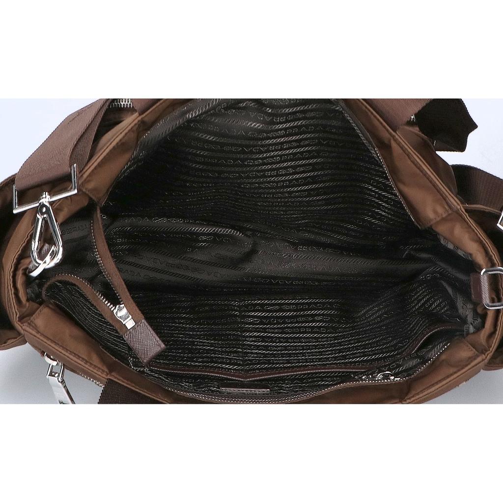 PRADA Excellent condition 1BG102 Re-Nylon x Leather Baby Bag/Mother's Bag Shoulder bag BrownUsed