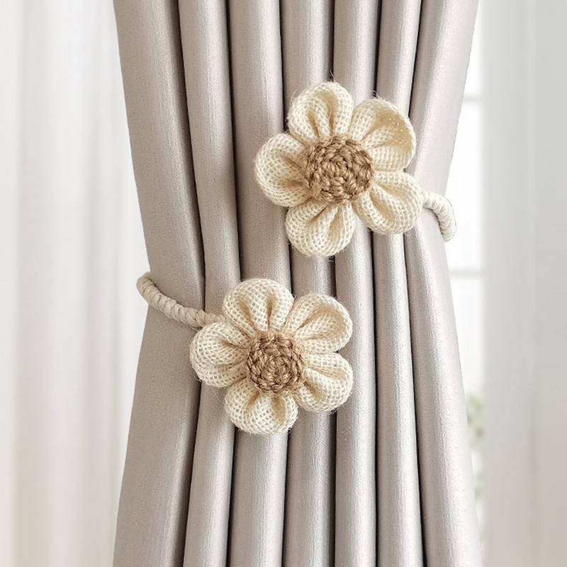 2 szt. Klamry do zasłon w kwiaty Dekoracyjne wiązania Sznur do wiązania Dekoracja pokoju dziecięcego Bez wiercenia Ozdobne wiązanie do zasłon