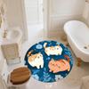 Flat Style Cat,Round Area Rug,Carpet Rug for Living Room Bedroom Sofa Playroom Decor,Non-slip Floor Mat