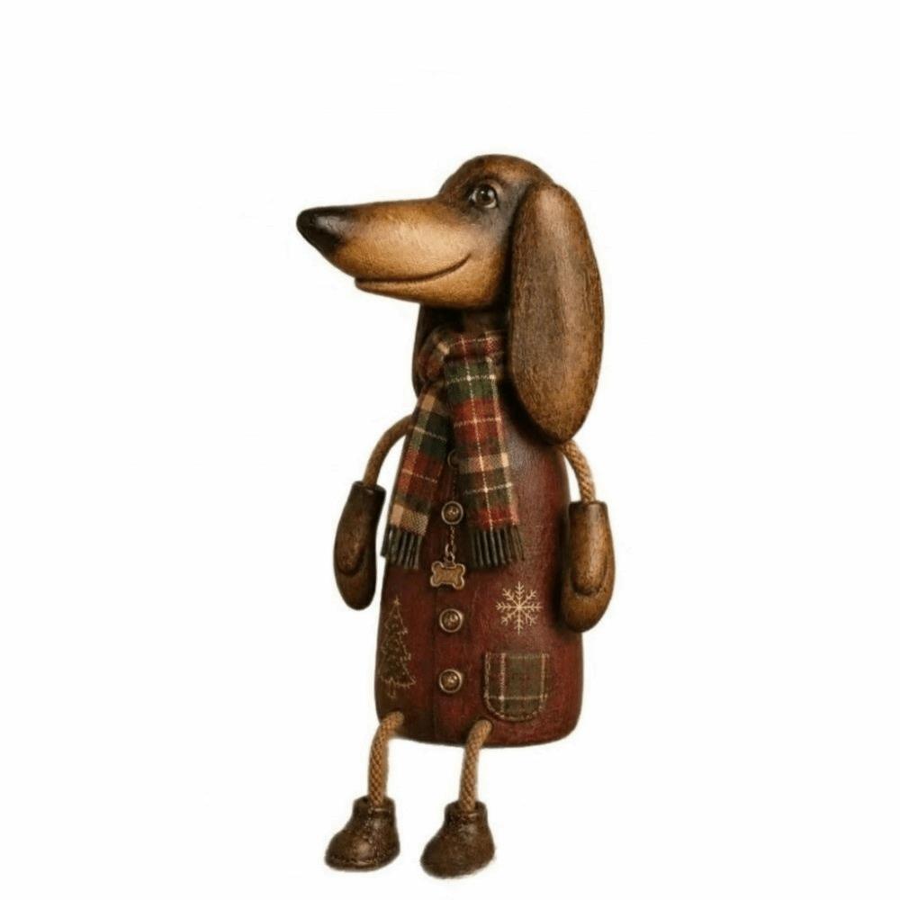Rustic Farmhouse Dachshund Figurine Cartoon Christmas Dog Decoration Home Decor Ornament Home