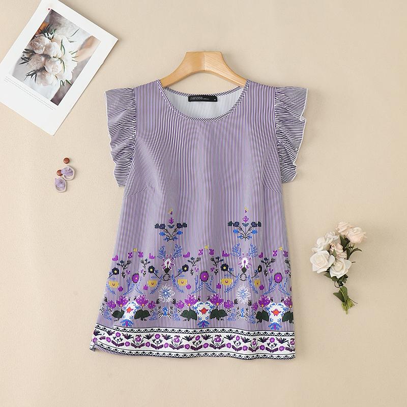 ZANZEA Women Casual Round Neck Summer Sleeveless Floral Print Stripe Tank Tops