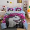 Funny Husky Dog Print Duvet Cover Set, Cute Animals Dog Bedding Set with Pillowcases 75*50cm for Boys Girl Bedroom Decoration