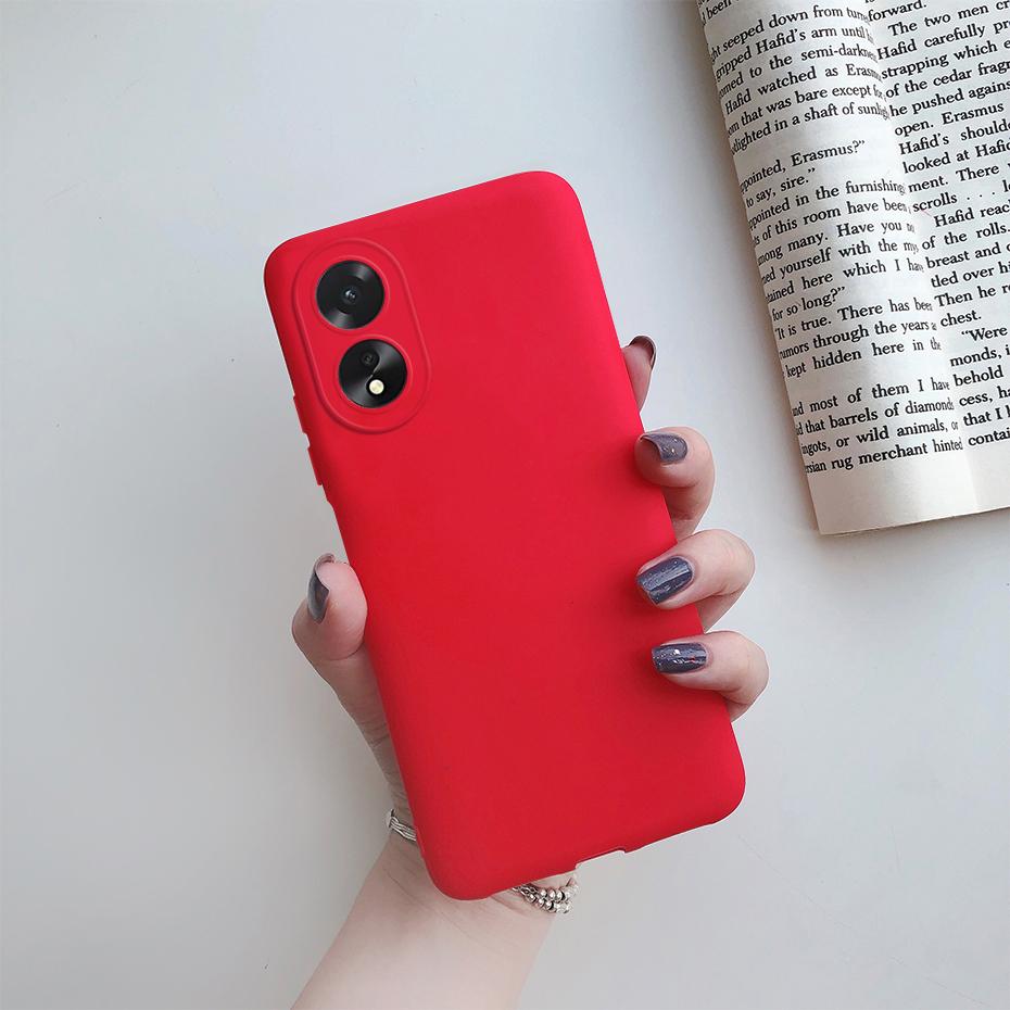 

Чехол для OPPO A38 4G Чехол Модный Простой Конфетный Цвет Матовый Мягкий Силикон Чехлы для Телефона Для OPPO A38 A58 A78 4G Чехол OppoA38 Funda OPPO A78 4G красный