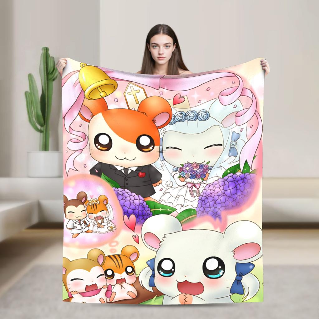 Adventure Story Hamtaro Blanket Super Warm Novelty Plush Bedding Throws For Bedroom Airplane Travel Flannel Bedspread Bed Cover