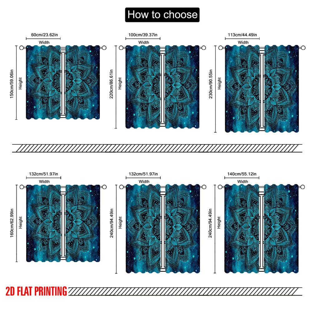 Set Of 2 Flat Printing Curtain Flower Fabric Without Electricity Versatile Use Classroom Office Polyester Machine Washable Perfect For