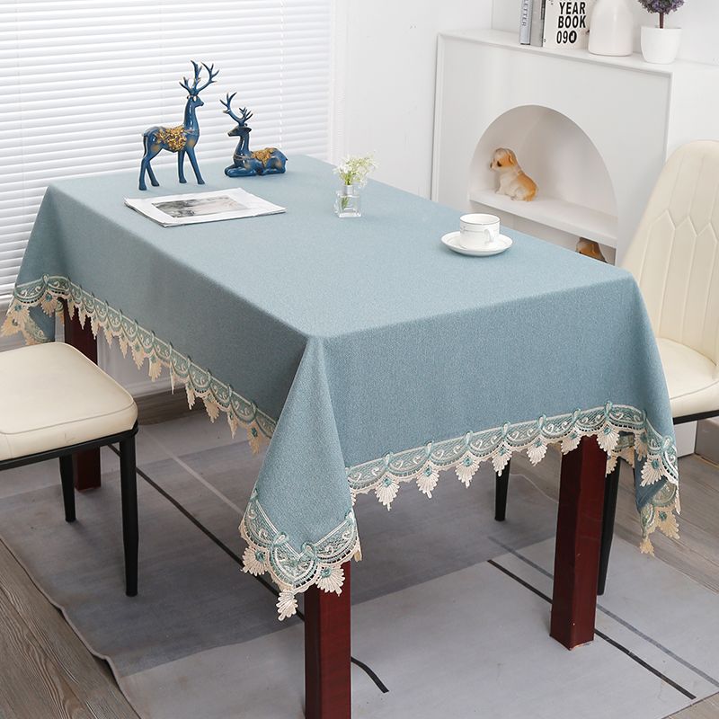 

European-Style Lace Square Tablecloth Fabric Solid Decorative Fabric Coffee Table Desk Rectangular Household Table Cloth Light Luxury Large green lace 90*90cm (for 60*60 small square)