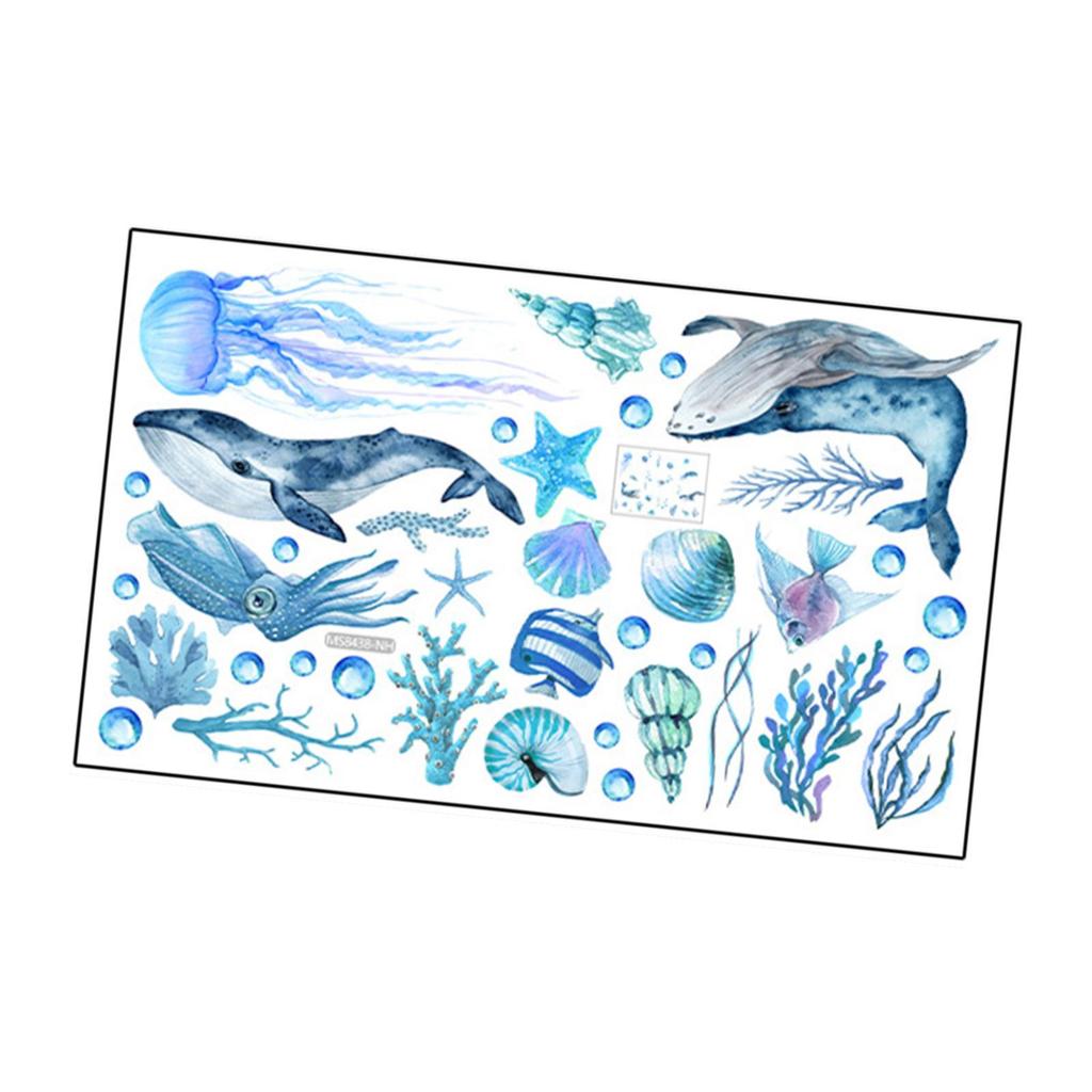 Animals Wall Sticker,Undersea Marine Sticker Sturdy Decal for Kids Bedroom Decoration