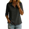 Damen-Poloshirt mit halber Knopfleiste, Mittellang, Lockerer Schnitt, Lässiges Oberteil, Geeignet für den Alltag und einen entspannten Stil