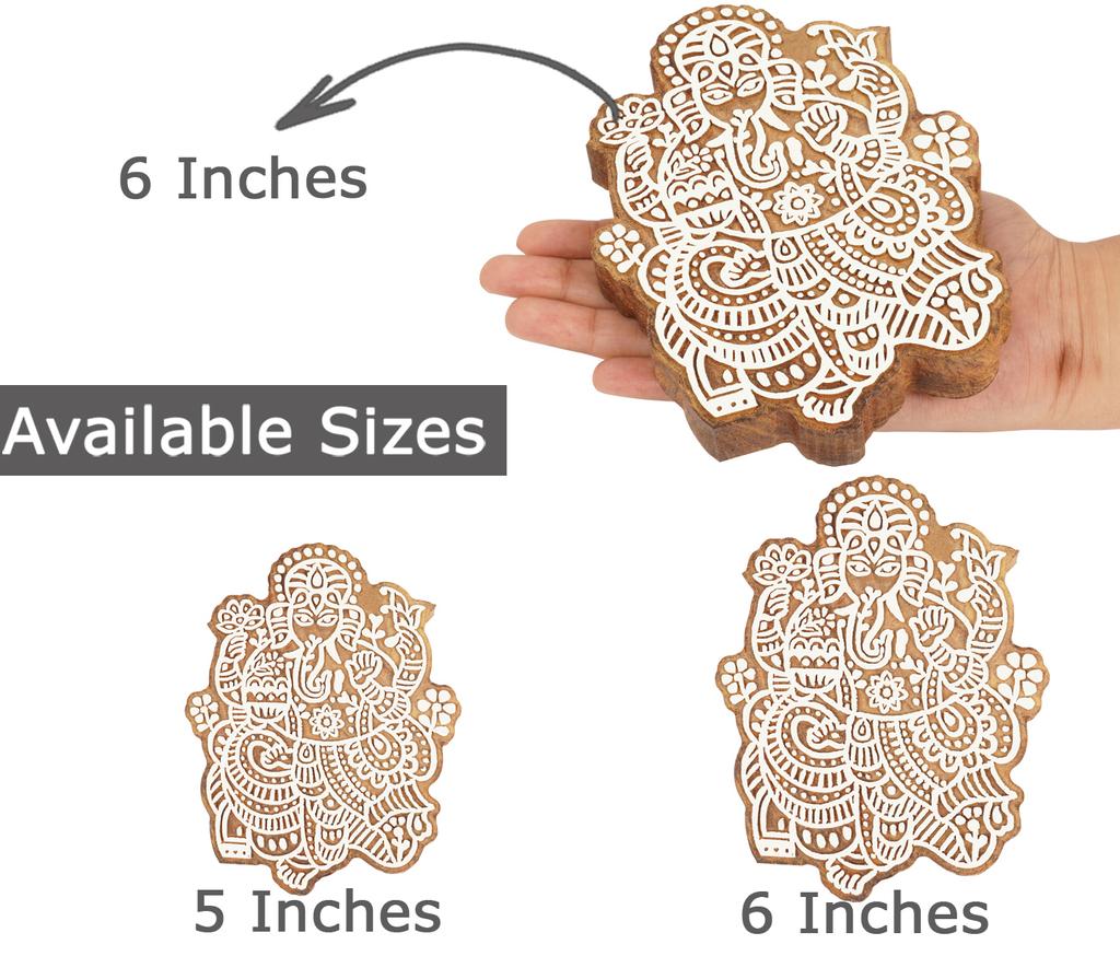 IBA Indianbeautifulart Textile Printing Block Lord Ganesha Hand Carved Wooden Stamp Wood Block Printing Textile Stamp For Fabric  Pottery Blocks- 5
