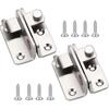 2 Pairs Slide Bolt Gate Latch Stainless Steel Brushed Finish Padlock Anti-theft Hasp With Screws - DD