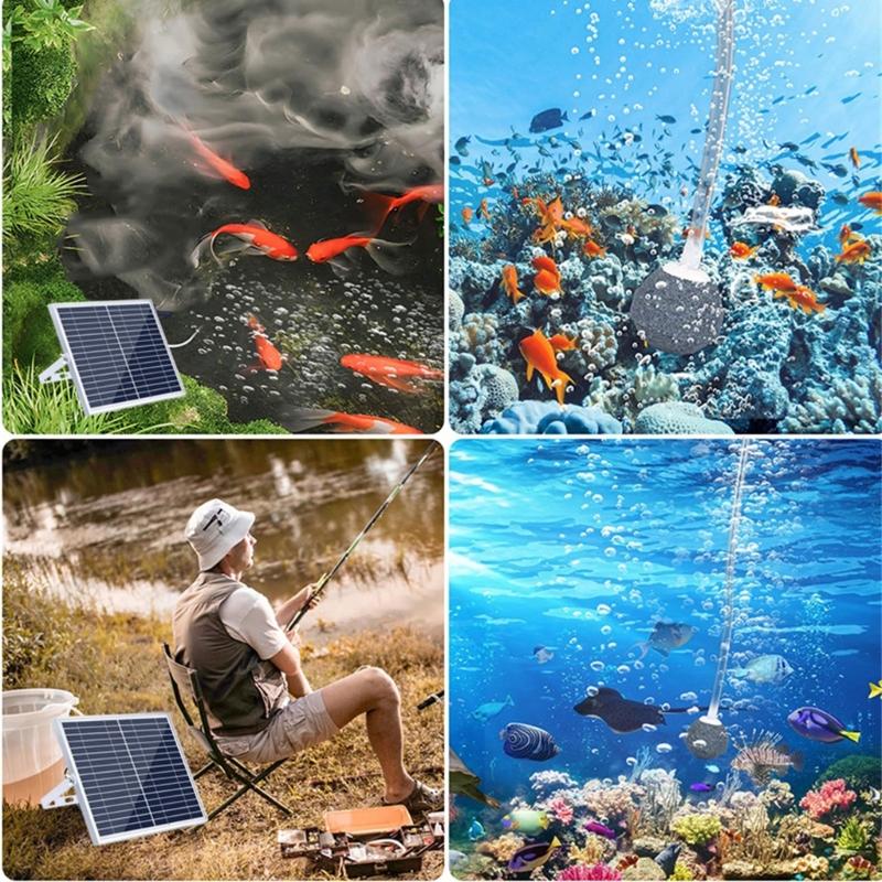 Outdoor Solar Aerator Air Pumps Energy Efficient Oxygenation Equipment For Garden Fish Pools with Easy Adjustable Design
