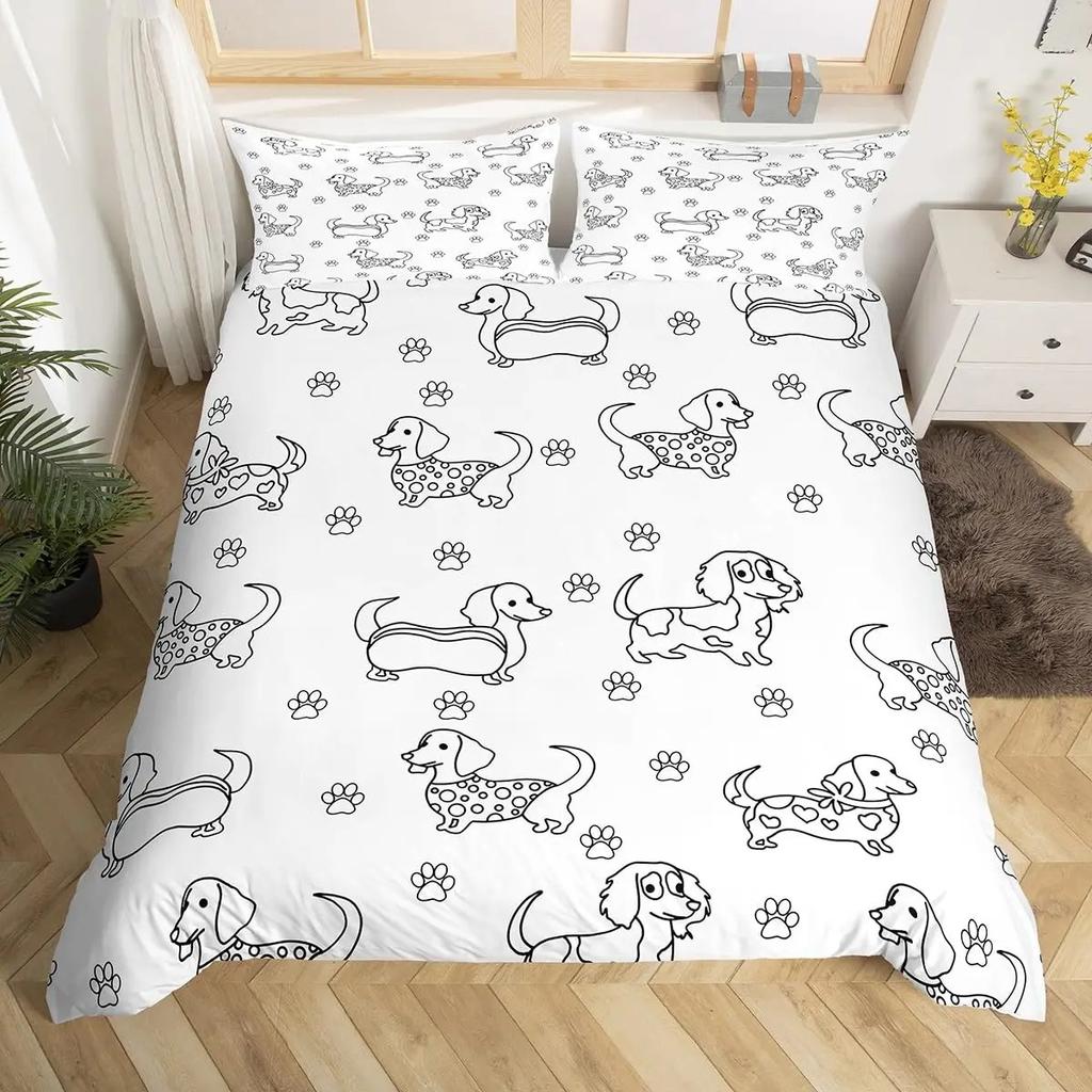 3D Print Dog Paw Print Bedding Set King Purple Galaxy Puppy Footprint Duvet Cover Pets Animal Themed Quilt Cover Set